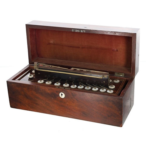 2535 - Old rosewood melodeon, with mother of pearl key covers and inlaid with flowering foliage to the side... 