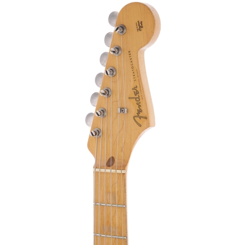 382 - 1957 Fender Stratocaster electric guitar, made in USA; Body: Two-tone sunburst finished alder, large... 