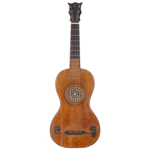 1568 - Fine French boat shaped guitar labelled J.P. Michelot...Paris, 1767, six strings converted from poss... 