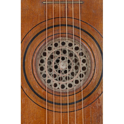 1568 - Fine French boat shaped guitar labelled J.P. Michelot...Paris, 1767, six strings converted from poss... 