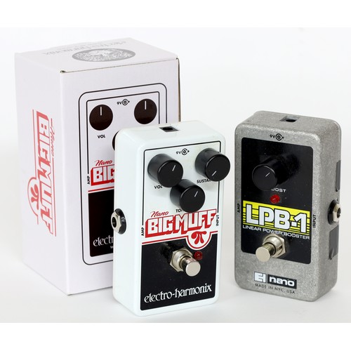 1012 - Electro-Harmonix Nano Big Muff guitar pedal, boxed; together with an Electro-Harmonix LPB-1 Linear P... 