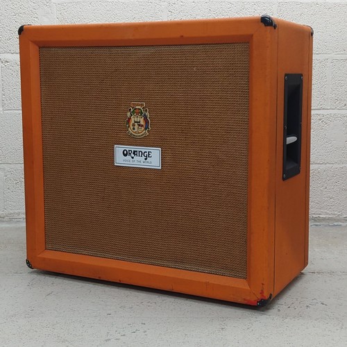 896 - Early 1970s Orange Amplification 4 x 12 speaker cabinet, fitted with only two Celestion Greenback sp... 