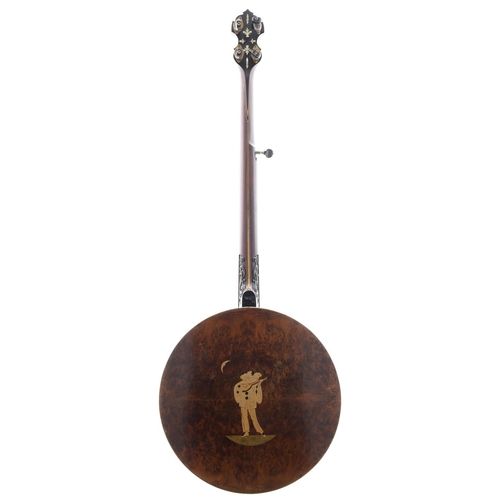 2582 - Good John Grey & Sons New England Olympic five string banjo, with inlaid walnut resonator, Benar... 