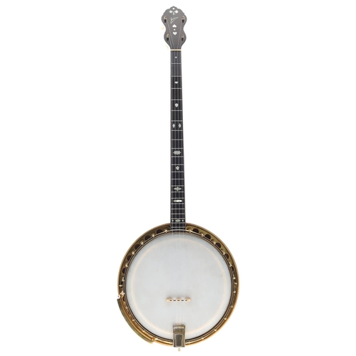 2588 - Jedson Deluxe plectrum banjo, with banded rosewood resonator, 11