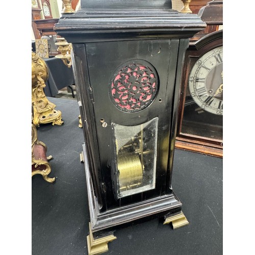 1307 - Dr John Plowman - English ebonised triple fusee bracket clock with five pillar movement, the back pl... 