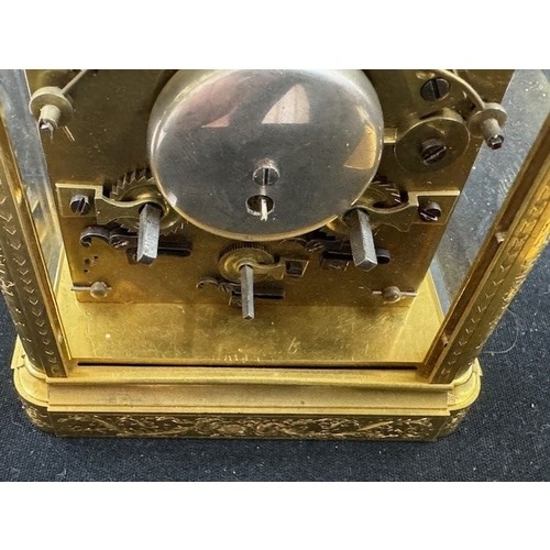 1245 - Paul Garnier repeater carriage clock with alarm, the movement with chaff-cutter escapement, signed t... 