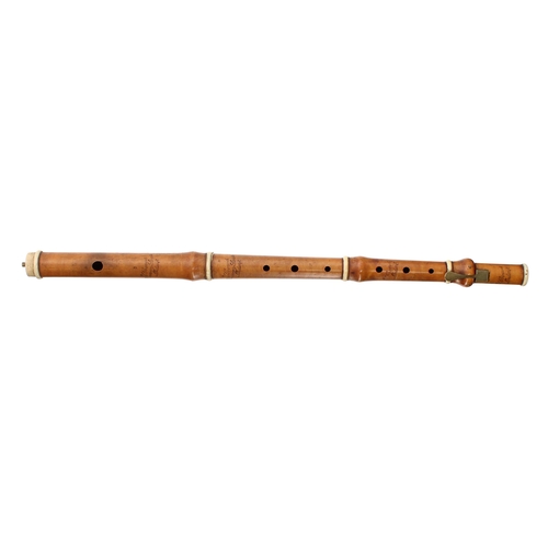 T. Prowse boxwood and ivory 3rd flute, with single square brass key ...