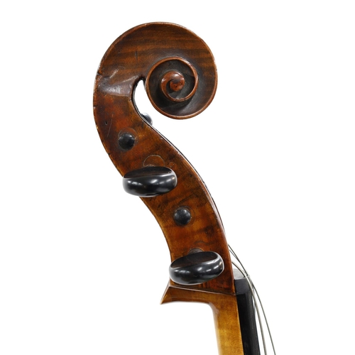 3513 - 19th century violoncello, with inked purfling, possibly English, unlabelled, the two piece back of f... 