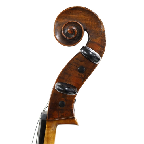 3513 - 19th century violoncello, with inked purfling, possibly English, unlabelled, the two piece back of f... 