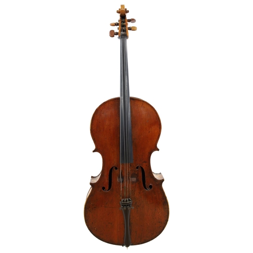 3520 - Interesting violoncello by and labelled Made by George Eggleston, Lake Lock, 1831, the two piece bac... 