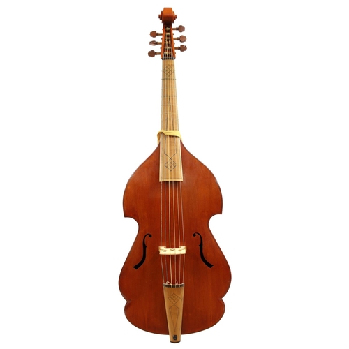 3525 - Good modern English bass viol by and labelled D.W. Holden, Mankinholes, Todmorden, anno domini 1982,... 