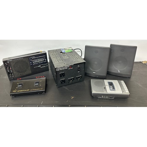 1411 - Seven Star multi-input step-up/down transformer box; together with a pair of RCA SP5060S surround sp... 