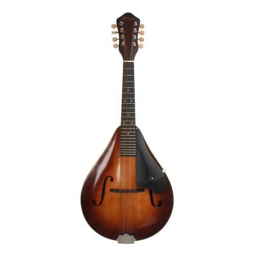 2565 - Good C.F. Martin & Co pear shaped mandolin, with faux ivory banded figured maple back and sides,... 