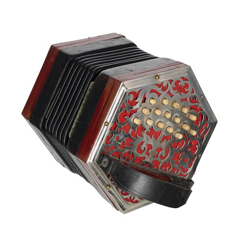 2564 - Salvation Army Lachenal & Co three row Anglo concertina in G/D, with thirty-two bone buttons on ... 