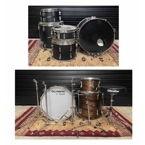 2573 - Rogers five piece drum kit (four with travelling cases); also a three piece Premier drum kit and a q... 