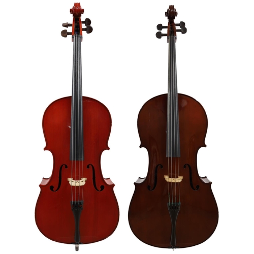 3506 - Modern Primavera student full size violoncello, soft case; also a modern Stentor Student I half size... 