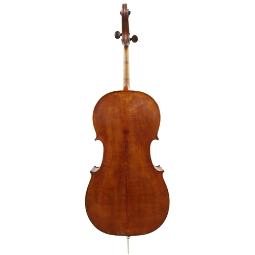 3515 - Interesting early 19th century English violoncello in need of further restoration, bearing a restora... 