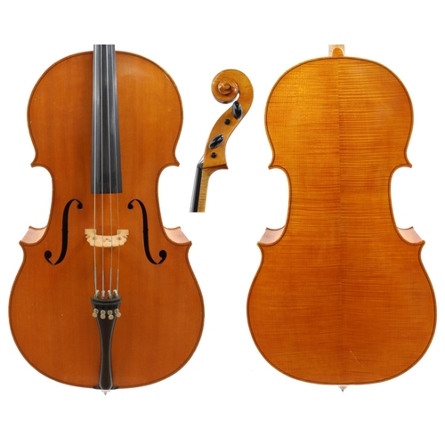 3522 - Good modern English violoncello by and labelled Made by Ronald Prentice, London and inscribed on the... 