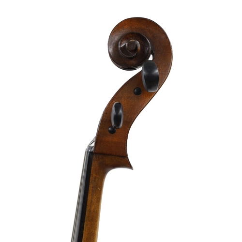 3523 - Good French violoncello bearing the JTL label, the two piece back of plainish wood with similar wood... 