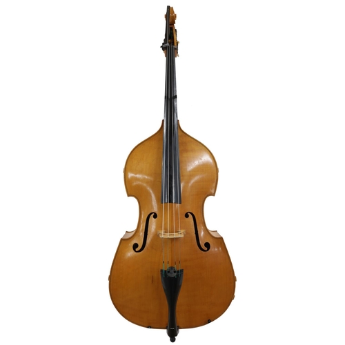 3526 - Good modern English double bass by and inscribed John Goodborn 1977 to the inner back, back length 4... 