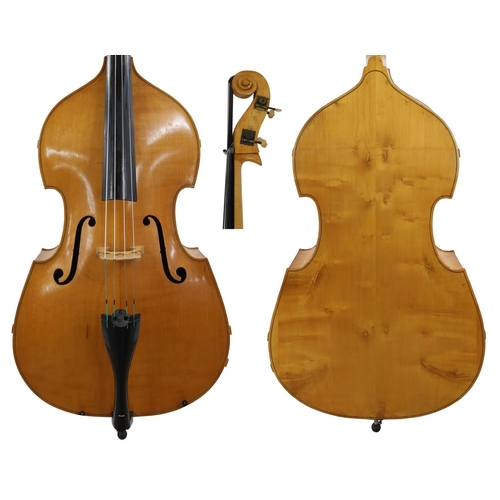 3526 - Good modern English double bass by and inscribed John Goodborn 1977 to the inner back, back length 4... 