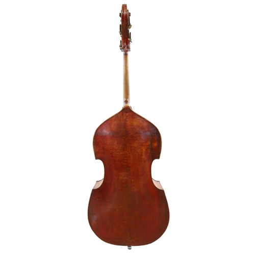 3528 - Good 19th century double bass, unlabelled, back length 43.5