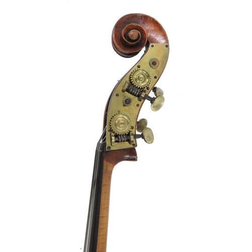 3528 - Good 19th century double bass, unlabelled, back length 43.5