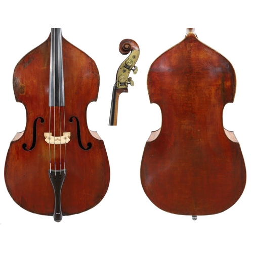 3528 - Good 19th century double bass, unlabelled, back length 43.5