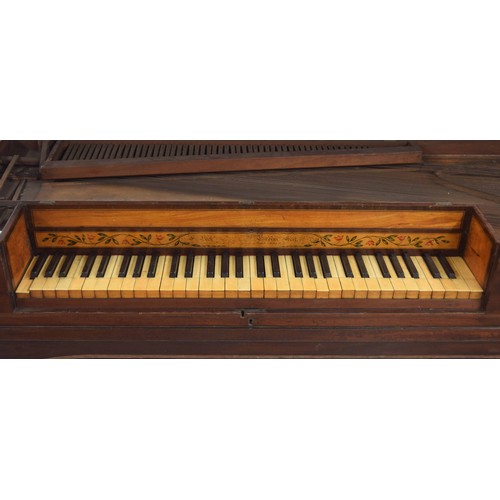 2554 - Square piano by Beck and Corrie 1791 in need of restoration, the mahogany case with satinwood and eb... 