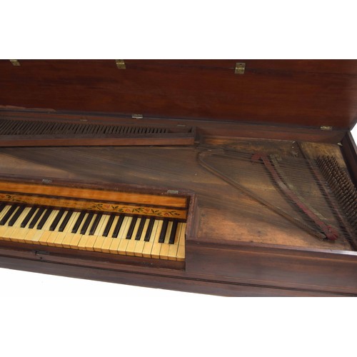 2554 - Square piano by Beck and Corrie 1791 in need of restoration, the mahogany case with satinwood and eb... 