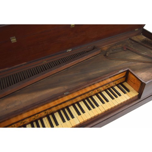 2554 - Square piano by Beck and Corrie 1791 in need of restoration, the mahogany case with satinwood and eb... 