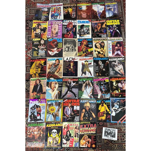 465 - Selection of vintage Kerrang and other music magazines, also including 'Sounds Guitar Heroes' etc; t... 