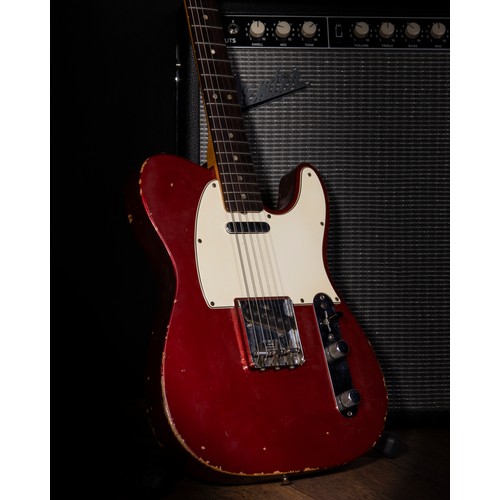 1968 Fender Telecaster electric guitar, made in USA; Body: candy apple red finish, Albert Lee autograph to back, finish loss to edges, further dings and blemishes as to be expected; Neck: maple, light wear to back, lacquer checking to front and back of head; Fretboard: rosewood, light wear to first position; Frets: good, refret; Electrics: working, Monty’s bridge pickup rewind, otherwise original; Hardware: good; Case: original hard case; Weight: 3.35kg; Overall condition: good for age