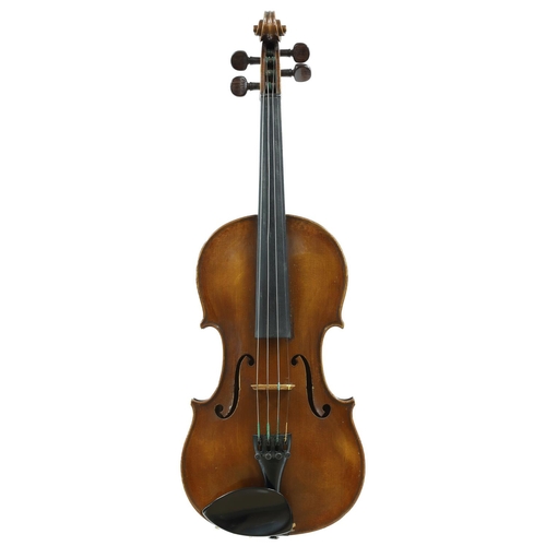 102 - French violin by and labelled Fait par Eugene Langonet, Luthier á Nantes, l'An 1927 no. 144, the one... 