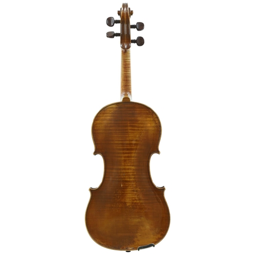 102 - French violin by and labelled Fait par Eugene Langonet, Luthier á Nantes, l'An 1927 no. 144, the one... 