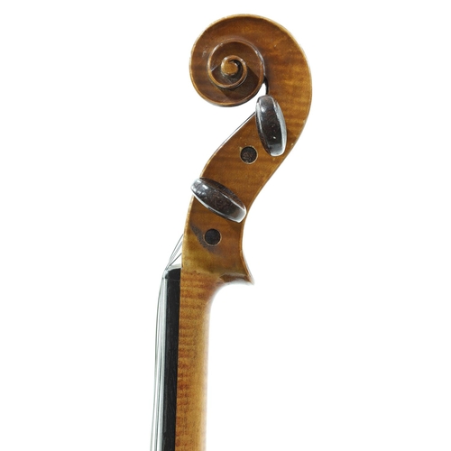 102 - French violin by and labelled Fait par Eugene Langonet, Luthier á Nantes, l'An 1927 no. 144, the one... 