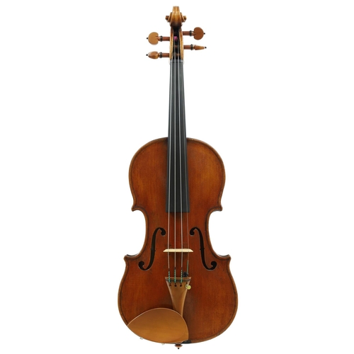 112 - Interesting violin circa 1900 labelled Vicenzo Sannino fece in Napoli anno 1903, the two piece back ... 