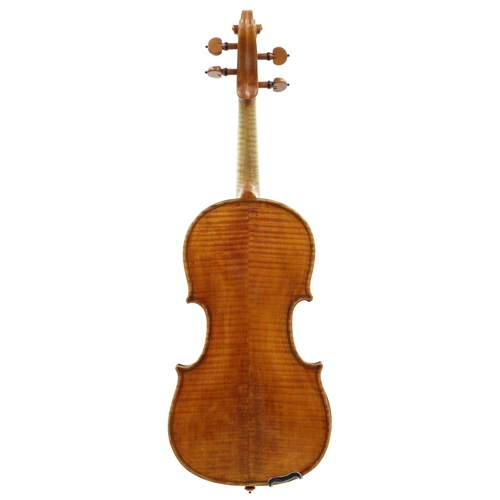 112 - Interesting violin circa 1900 labelled Vicenzo Sannino fece in Napoli anno 1903, the two piece back ... 