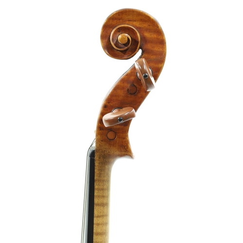 112 - Interesting violin circa 1900 labelled Vicenzo Sannino fece in Napoli anno 1903, the two piece back ... 