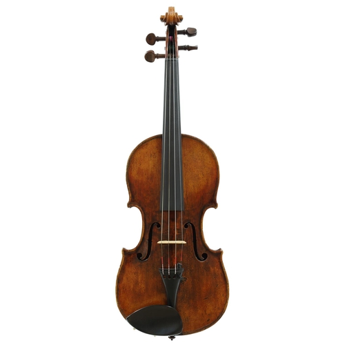123 - Late 18th/early 19th century violin stamped Banks, Salisbury below the button, the one piece back of... 