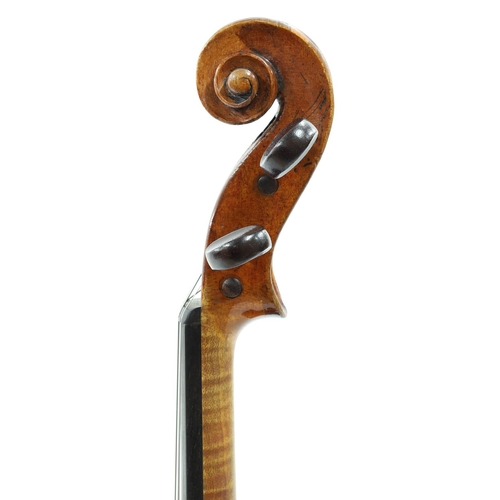 123 - Late 18th/early 19th century violin stamped Banks, Salisbury below the button, the one piece back of... 
