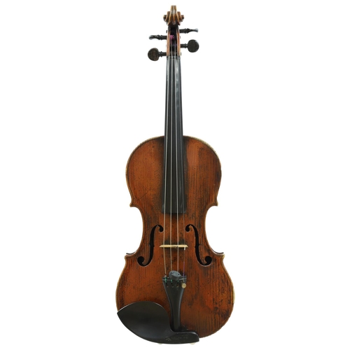 125 - Interesting 18th century violin with Dykes & Son certificate stating as by and labelled Joseph C... 