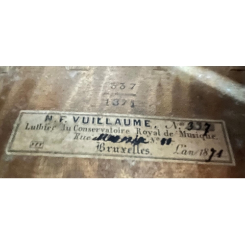 65 - French violin by and labelled N.F. Vuillaume, Luthier du Conservatoire Royal de Musique, Bruxelles, ... 