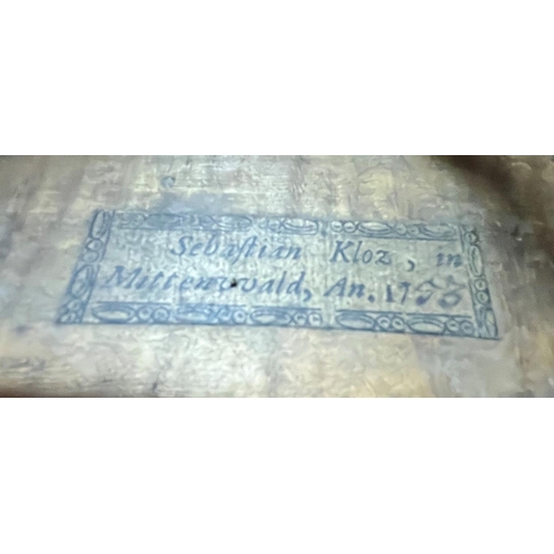 67 - 18th century German viola labelled Sebastian Kloz, Mittenwald, An. 1753, and sold with a certificate... 