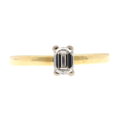 248 - Good quality GIA certified 18ct yellow gold emerald-cut solitaire diamond ring, 0.56ct, clarity VVS2... 