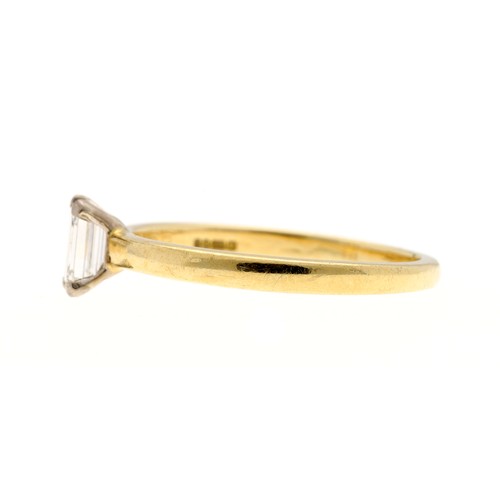 248 - Good quality GIA certified 18ct yellow gold emerald-cut solitaire diamond ring, 0.56ct, clarity VVS2... 