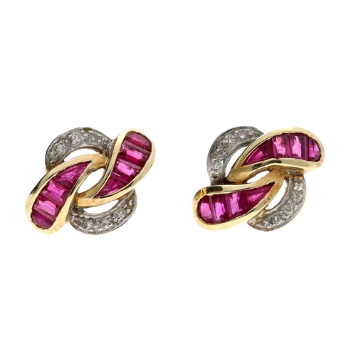 249 - Pair of 9ct ruby and diamond cluster earrings, 2.1gm post backs (no butterflies)  ... 