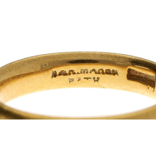 275 - 22ct wedding band ring, Birmingham 1922, width 4mm, 7gm, ring size L/M