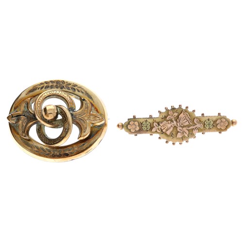 240 - Two 9ct brooches, 8.9gm (2)