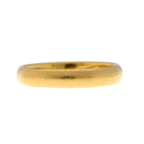 259 - 22ct wedding band ring, Birmingham 1924, width 3.5mm, 4.7gm, ring size K/L